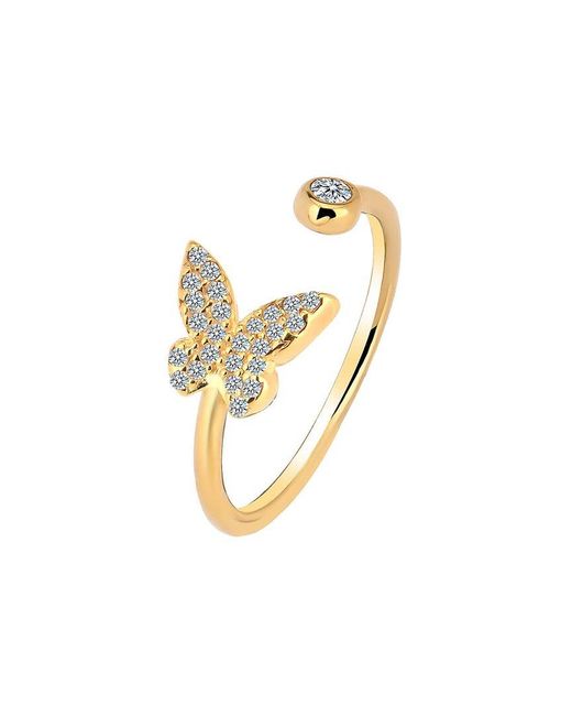 Gabi Rielle White 14k Over Silver Cz Adjustable Butterfly Ring