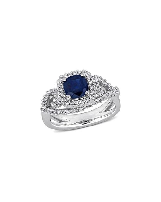 Rina Limor Blue 14K 1.80 Ct. Tw. Diamond & Sapphire Halo Ring