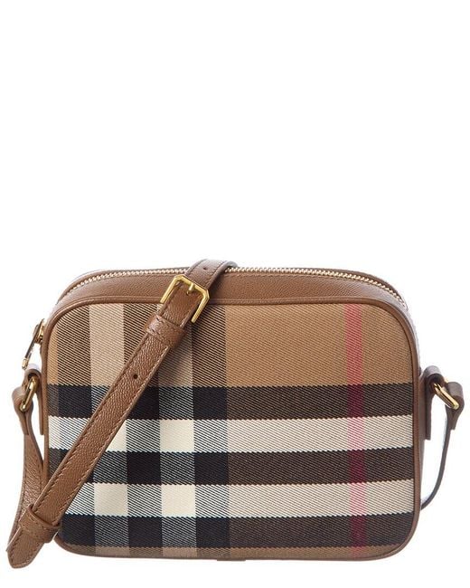 Burberry Brown Small Check Canvas & Leather Camera Bag