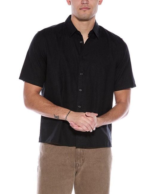 Rag & Bone Black Dalton Hemp Shirt for men