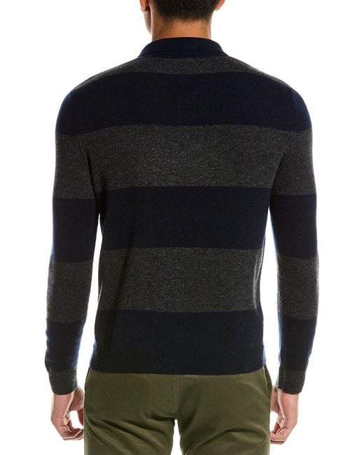 Autumn Cashmere Black Striped Wool & Cashmere-blend Polo Sweater for men