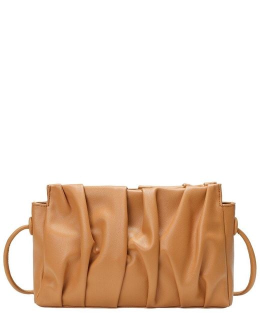 Tiffany & Fred Paris Brown Ruched Leather Crossbody Clutch
