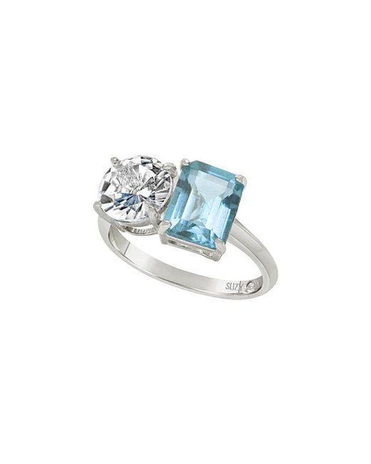 Suzy Levian Blue 00 Ct. Tw. Gemstone Toi Et Moi Ring