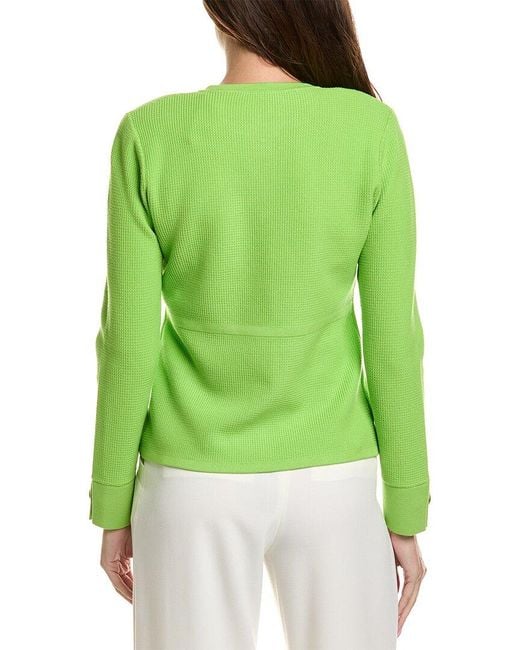 St. John Green Icon Crewneck Tweed Jacket