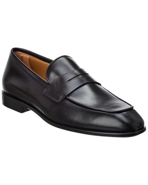Ferragamo Black Funes Leather Loafer for men