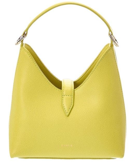 Furla Yellow Iride Mini Leather Hobo Crossbody