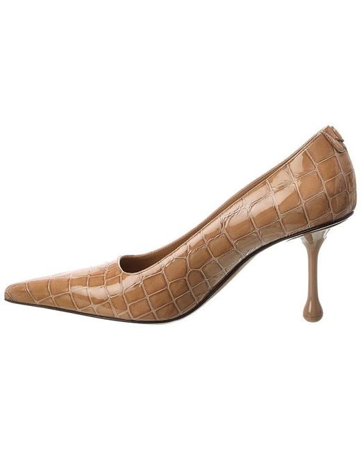 Jimmy Choo Natural Ixia 80 Croc-Embossed Leather Pump