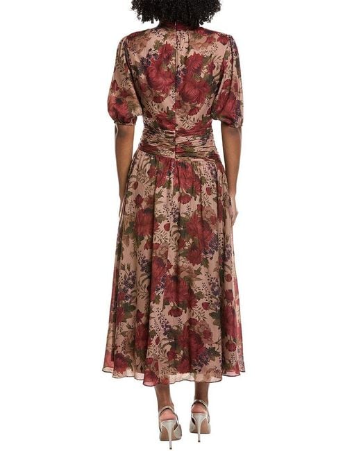 Mikael Aghal Brown Print Midi Dress