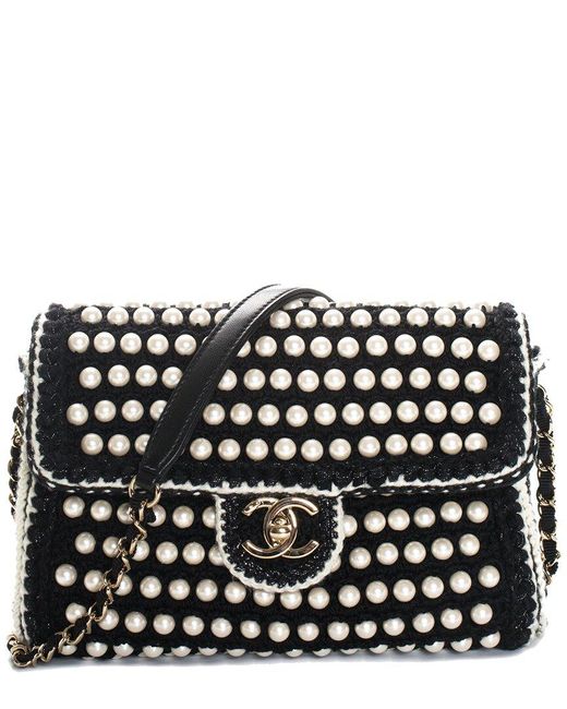 Chanel Limited Edition Black Crochet Flap Handbag