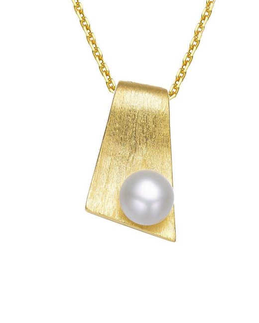 Rachel Glauber Metallic 14k Over Silver Pearl Pendant Necklace