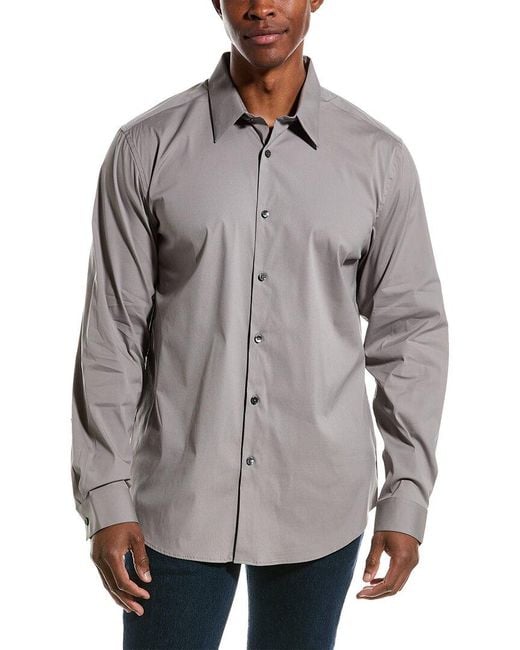 Theory Gray Sylvain Wealth Woven Shirt for men