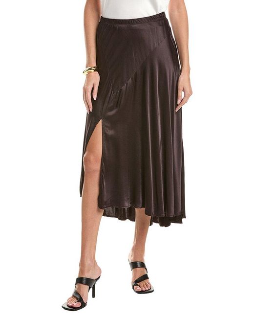 Michael Stars Brown Desi Asymmetrical Midi Skirt