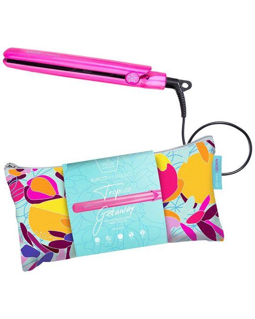 Almost Famous Purple 0.5In Mini Travel Flat Iron With Designer Bag