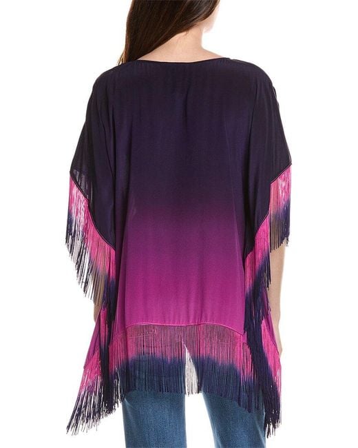 Johnny Was Purple Alani Silk Poncho