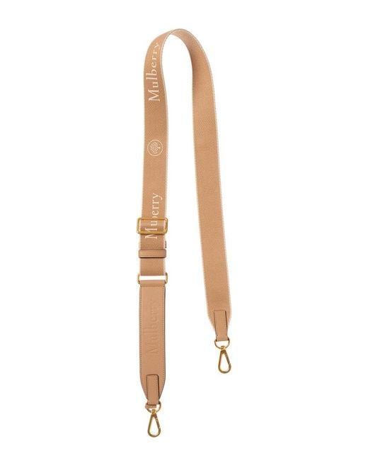 Mulberry White Logo Webbing & Leather Shoulder Strap