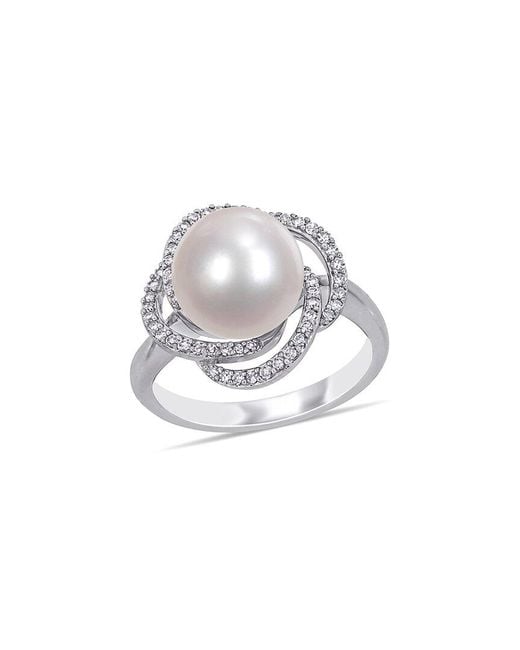 Pearls White 14k 0.24 Ct. Tw. Diamond 10-10.5mm Pearl Swirl Ring