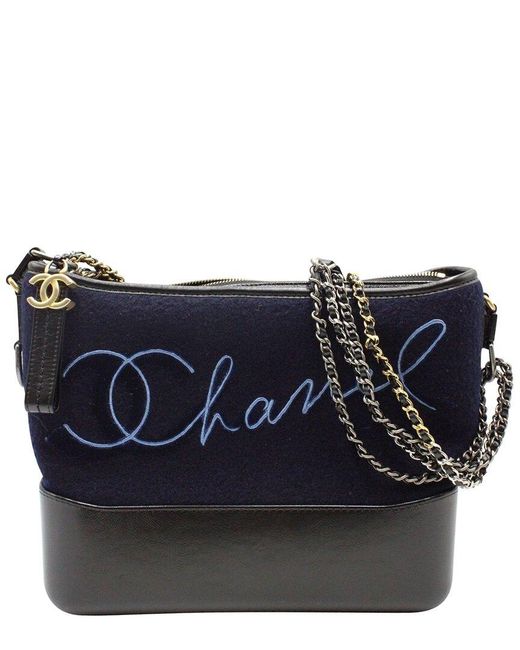 Chanel Blue Wool Paris-hamburg Embroidered Gabrielle Crossbody Bag (authentic Pre-loved)