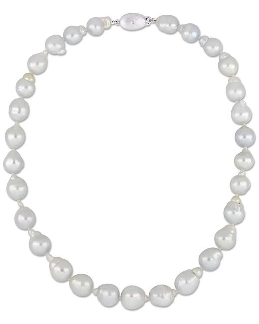 Diamond Select Cuts White 14k 0.01 Ct. Tw. Diamond 10-13mm Pearl Necklace