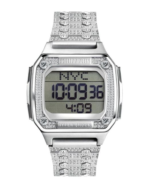 Philipp Plein Gray Hyper $hock Crystal Watch for men