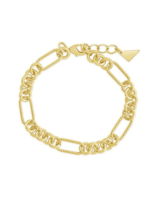 Sterling Forever Metallic 14K Plated Fianna Mixed Chain Link Bracelet