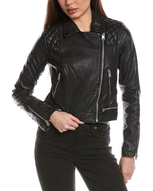 AllSaints Black Conroy Leather Biker Jacket