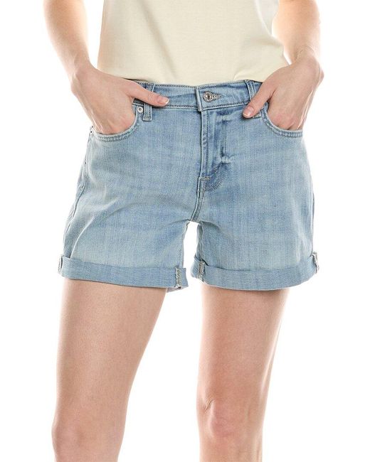 7 For All Mankind Blue Mid Roll Short