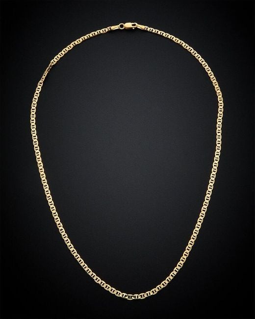 Italian Gold Black 14k Mariner Link Necklace
