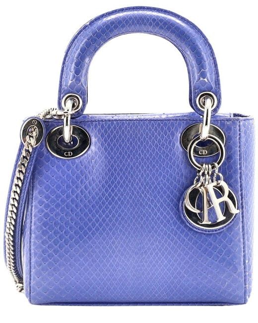 Dior Blue Python Skin Leather Lady Chain (authentic Pre-loved)