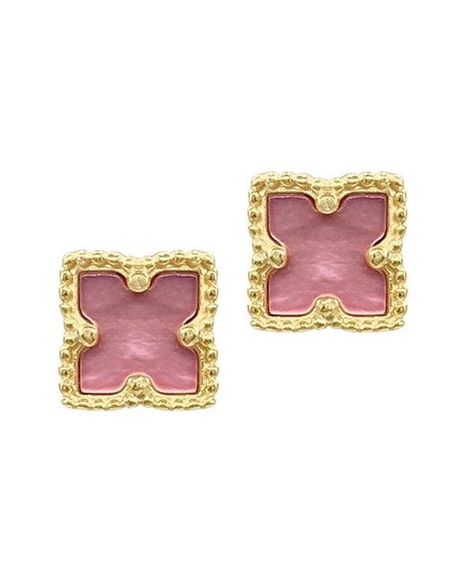 Adornia Pink 14k Plated Flower Studs