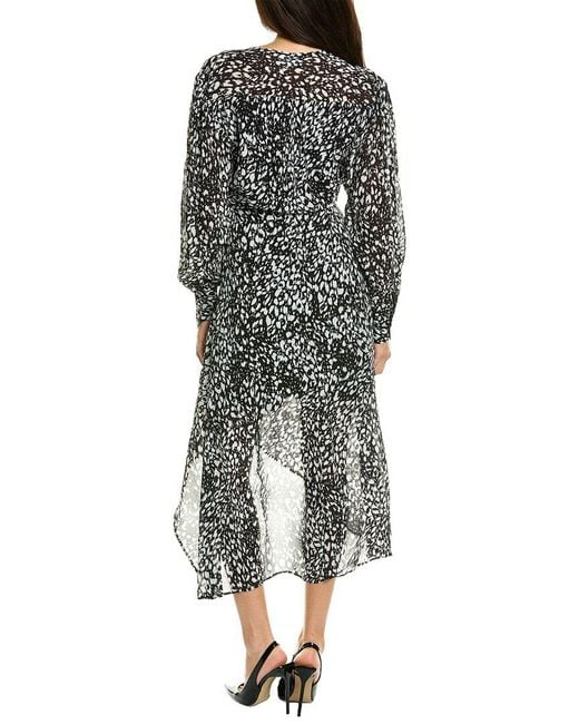 The Kooples Black Surplice Midi Dress