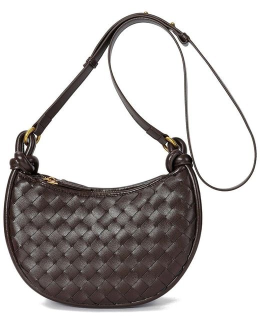 Tiffany & Fred Paris Brown Hand-Woven Leather Messenger Bag