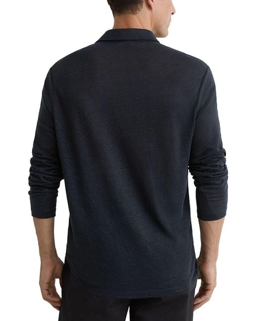 Reiss Black Pembroke Linen Polo Shirt for men