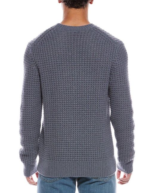 Vince Blue Macro Waffle Wool & Cashmere-Blend Crewneck Sweater for men