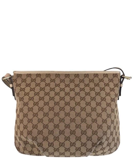 Gucci Brown Beige GG Canvas & Leather Shoulder Bag (authentic Pre-loved)