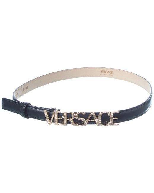 Versace White Logo Buckle Leather Belt
