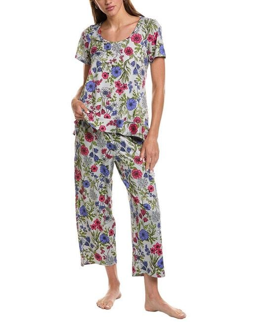Hue Blue 2Pc Flounce T-Shirt Pajama Set