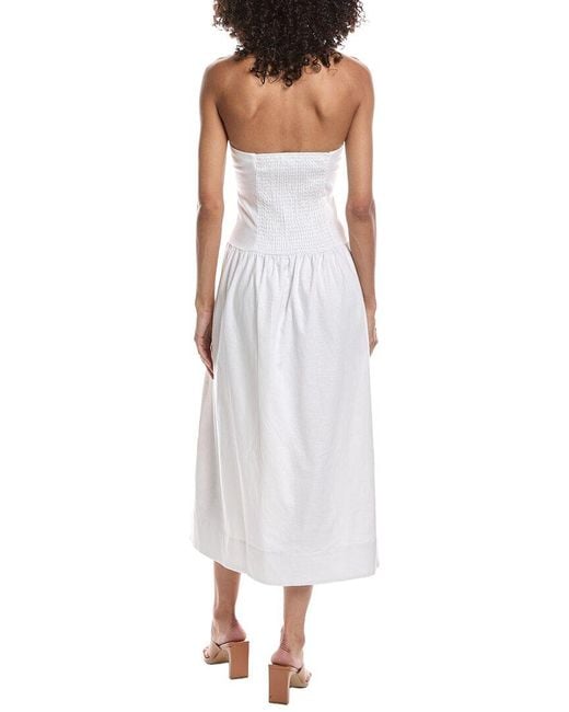 Bernardo White Linen-Blend Halter Midi Dress