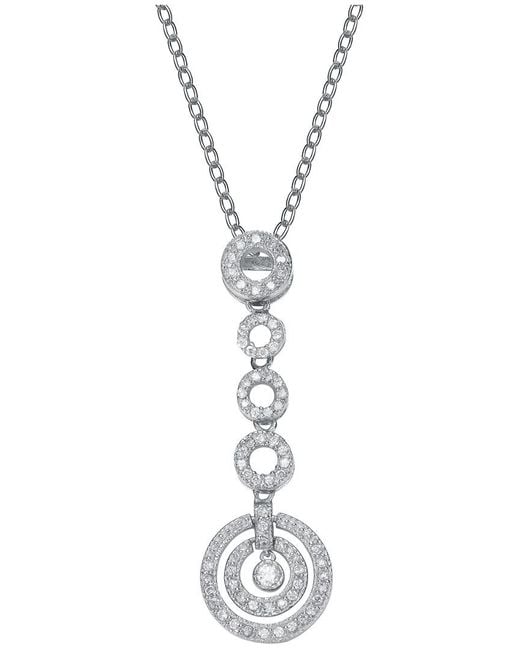 Genevive Jewelry Metallic Silver Cz Drop Necklace
