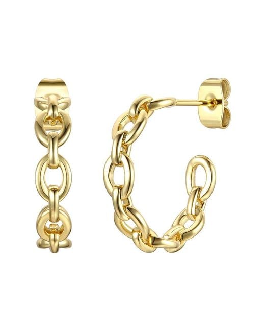 Rachel Glauber Metallic 14k Plated Chain Link Hoops