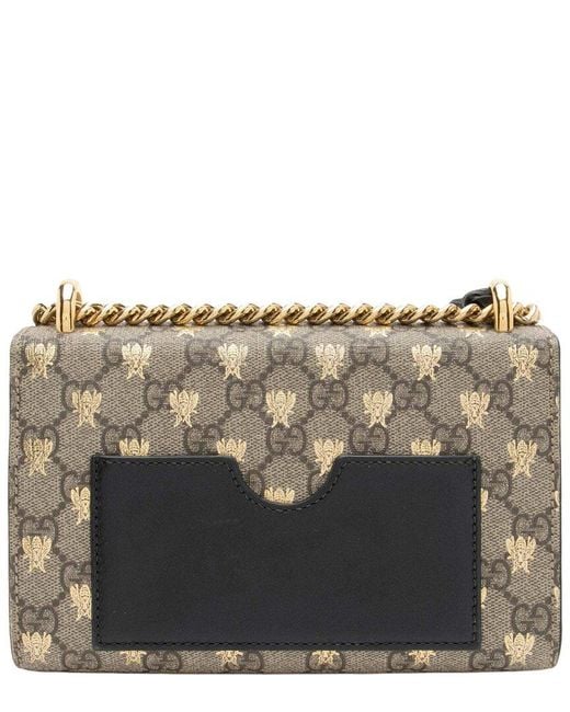Gucci Metallic Beige Gg Supreme Canvas Bee Padlock Small Shoulder Bag (authentic Pre-loved)
