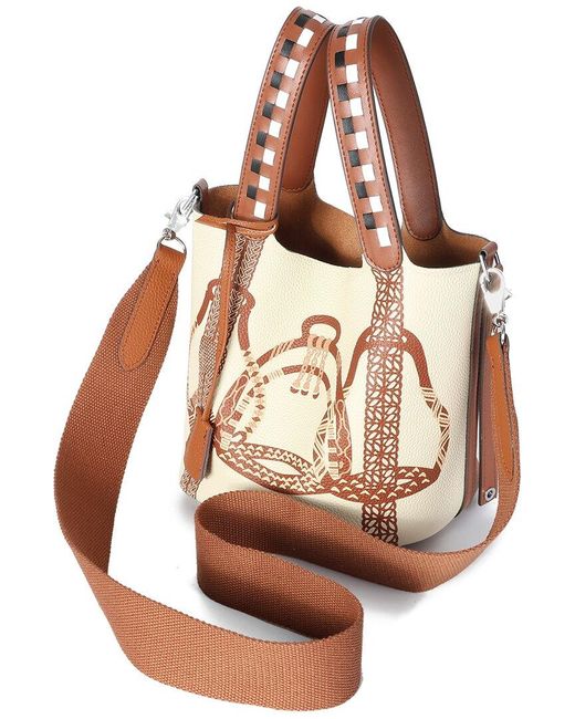 Tiffany & Fred Paris Brown Top-Handle Painted Leather Tote