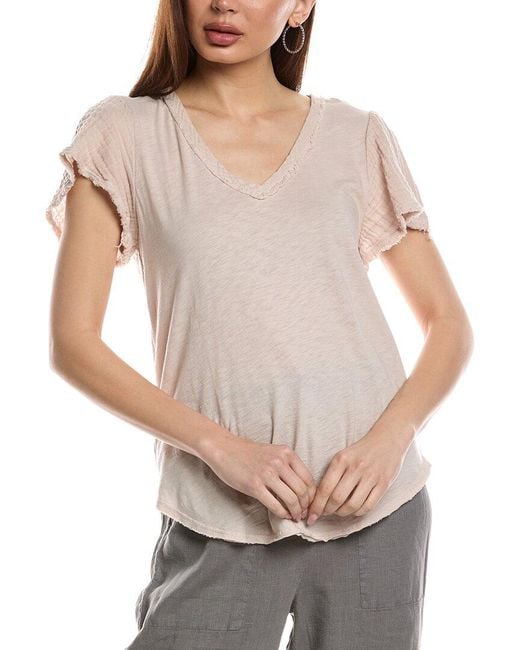 Michael Stars Gray Tate Fabric Mix T-Shirt