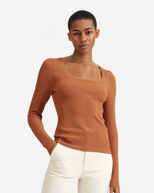 Everlane Brown The Square Neck Top