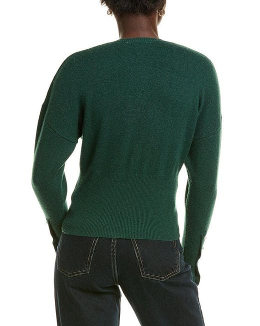 27 Miles Malibu Green Pearl Button Cashmere-blend Cardigan