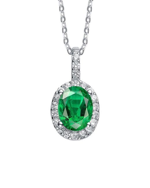 Genevive Jewelry Green Silver Cz Pendant Earrings