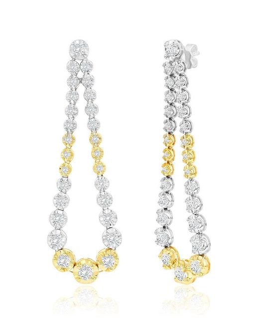 Jewels by Viomo White 14k Two-tone 3.02 Ct. Tw. Diamond Long Earrings