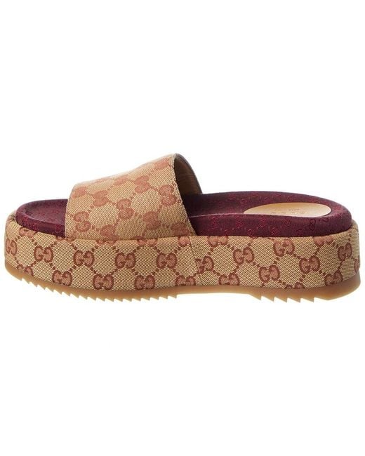 Gucci Brown Gg Canvas Platform Sandal