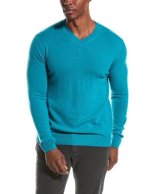 Forte Blue Classic Cashmere V-neck Sweater for men
