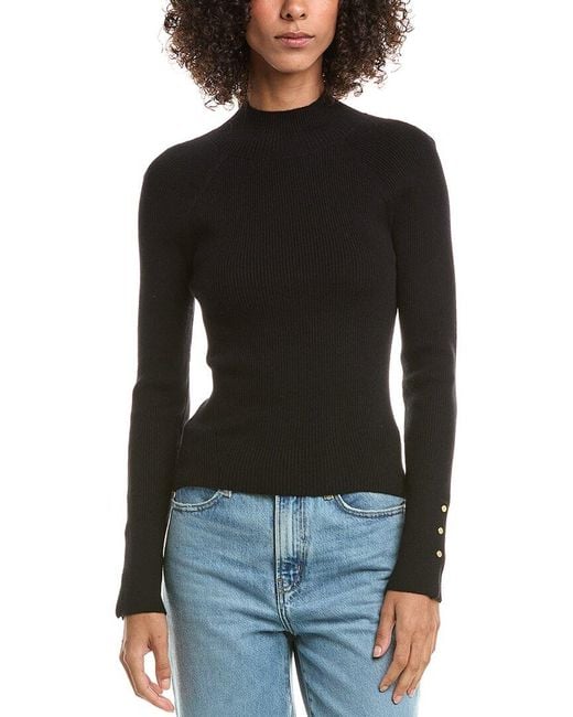 10 Crosby Derek Lam Black Kassandra Mock Neck Wool-Blend Sweater