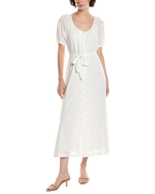 REVERIEE White Midi Shirtdress